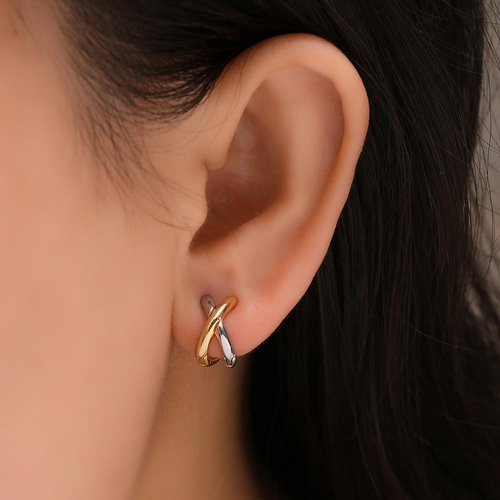 Aretes Cruzados Bicolor